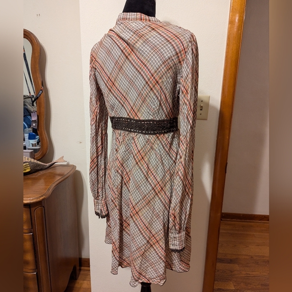Free People boho country long sleeve plaid tunic dress - Picture 4 of 6